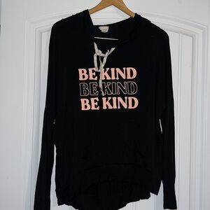 Anthropologie BE KIND T Shirt Hoodie L